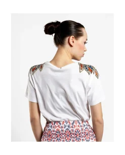 Camisas Y Tops*Cuplé Camiseta Hombros Bordados Punto Blanco