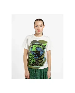 Camisas Y Tops*Cuplé Camiseta Leopardo Algodon Blanco