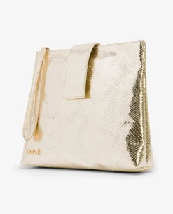 Bolsos Mano*Cuplé Cartera De Mano Altea Serpiente Oro