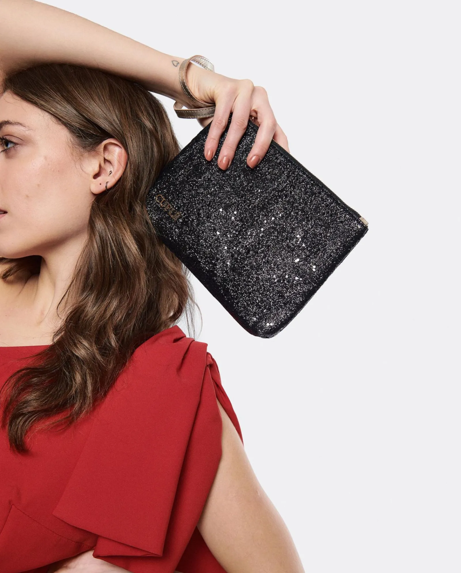 Bolsos Mano*Cuplé Cartera Glitter Negro