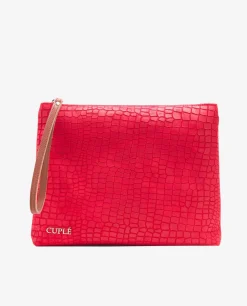 Bolsos Mano*Cuplé Cartera Mano Mediana Serraje Coco Rojo