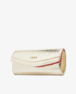 Bolsos Mano*Cuplé Cartera Mano Solapa Serpiente Oro