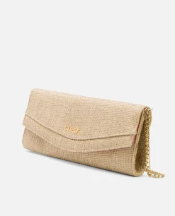 Bolsos Mano*Cuplé Cartera Mano Solapa Textil Beig
