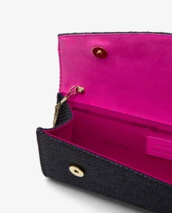 Bolsos Mano*Cuplé Cartera Mano Solapa Textil Negro