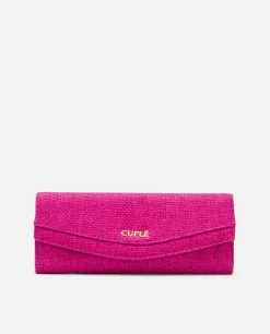 Bolsos Mano*Cuplé Cartera Mano Solapa Textil Fucsia