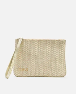 Bolsos Mano*Cuplé Cartera Trenzado Oro