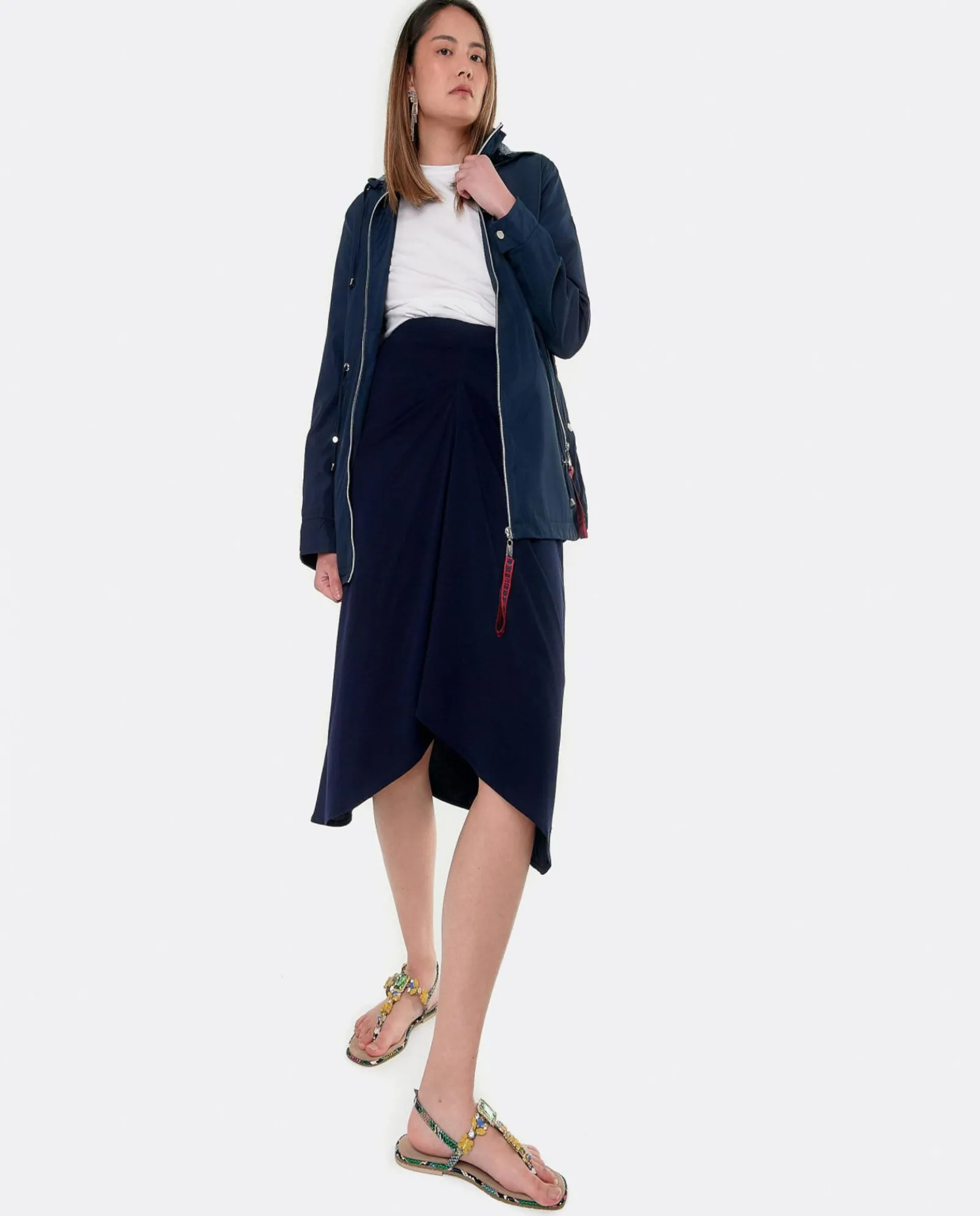 Chaquetas Y Abrigos*Cuplé Chaqueta Corta Con Capucha Tecnico Marino