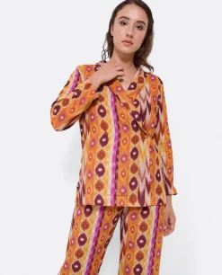 Chaquetas Y Abrigos*Cuplé Chaqueta Cruzada Tejido Estampado Etnico
