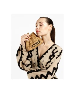 Bolsos Mano*Cuplé Clutch Rafia Beig