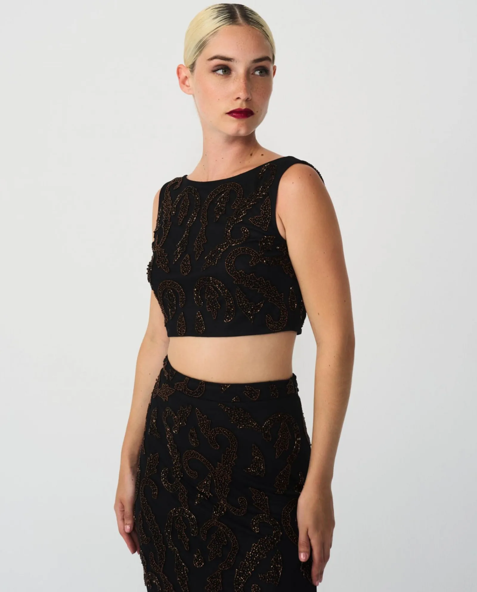 Faldas*Cuplé Conjunto Top Falda Gasa Negro