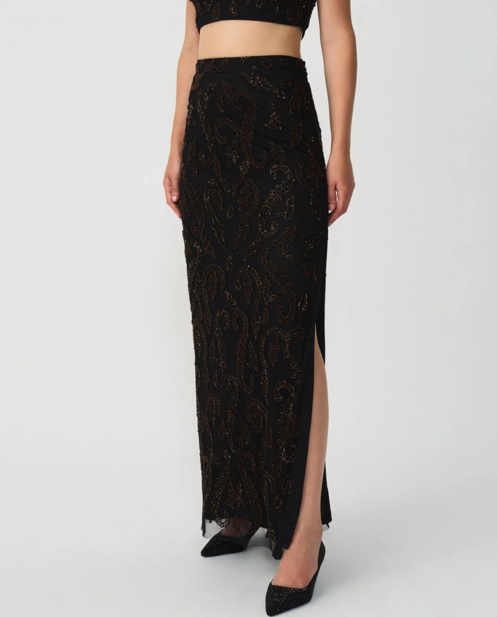 Faldas*Cuplé Conjunto Top Falda Gasa Negro