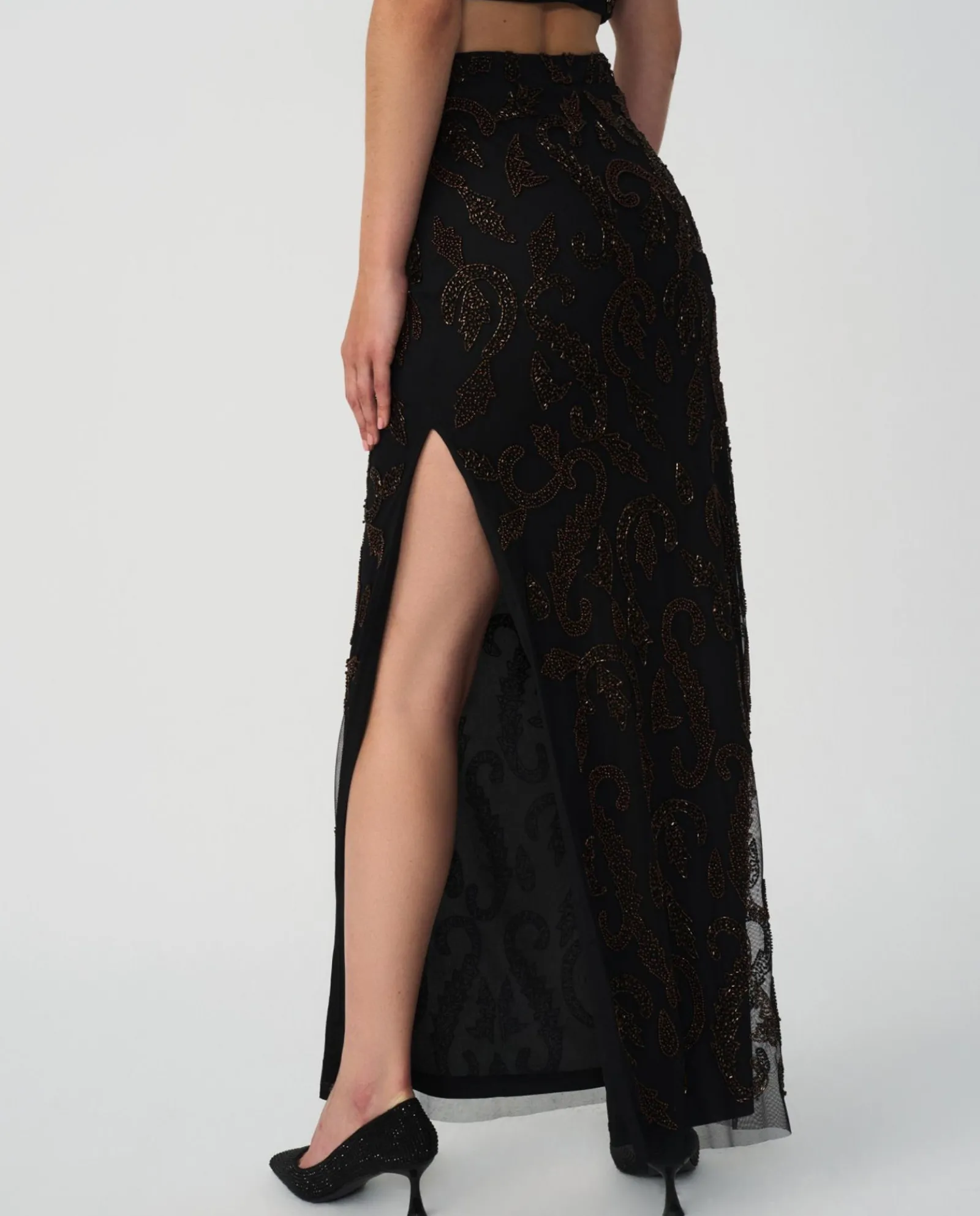 Faldas*Cuplé Conjunto Top Falda Gasa Negro
