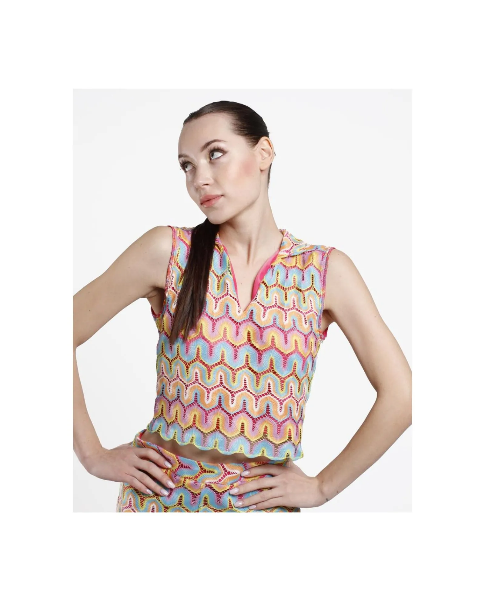 Camisas Y Tops*Cuplé Crop Top Crochet Multicolor