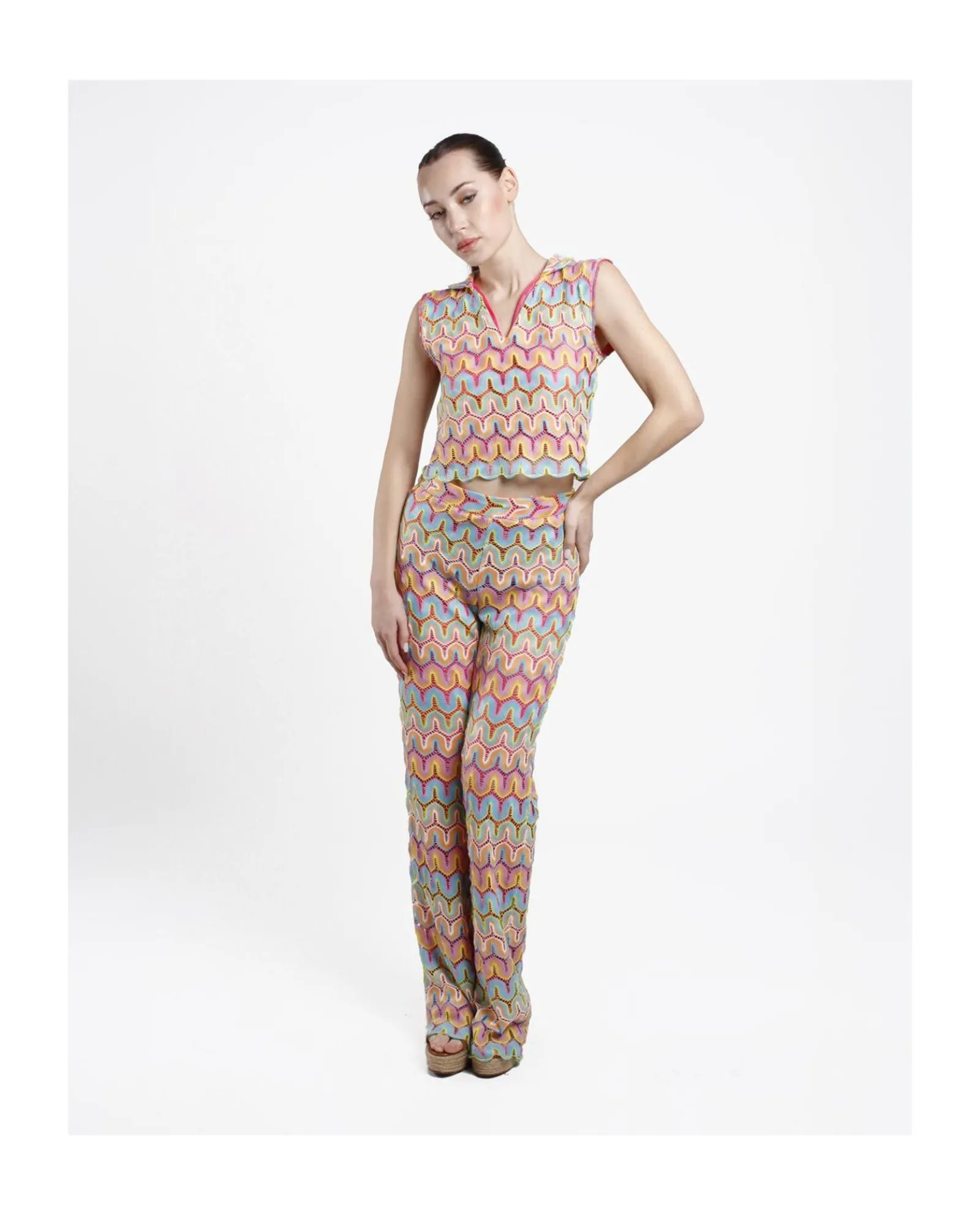 Camisas Y Tops*Cuplé Crop Top Crochet Multicolor