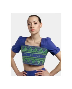 Camisas Y Tops*Cuplé Crop Top Manga Algodon Azul