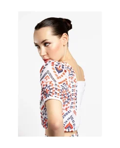Camisas Y Tops*Cuplé Crop Top Manga Algodon Multicolor