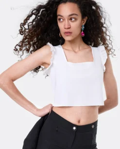 Camisas Y Tops*Cuplé Crop Top Volante Neopreno Blanco