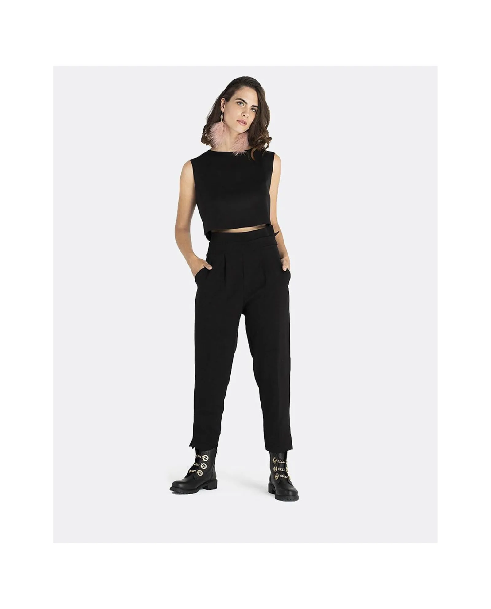Camisas Y Tops*Cuplé Cropt Top Neopreno Negro