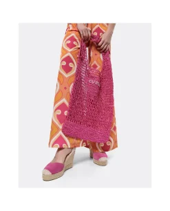 Cuñas*Cuplé Cuna Yute Con Cintas Serraje Fucsia