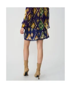Faldas*Cuplé Falda Cintura Fruncida Textil Geometrico Azul