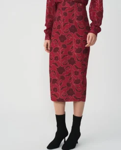 Faldas*Cuplé Falda Tubo Largo Midi Sedin Estampado Flor Cool
