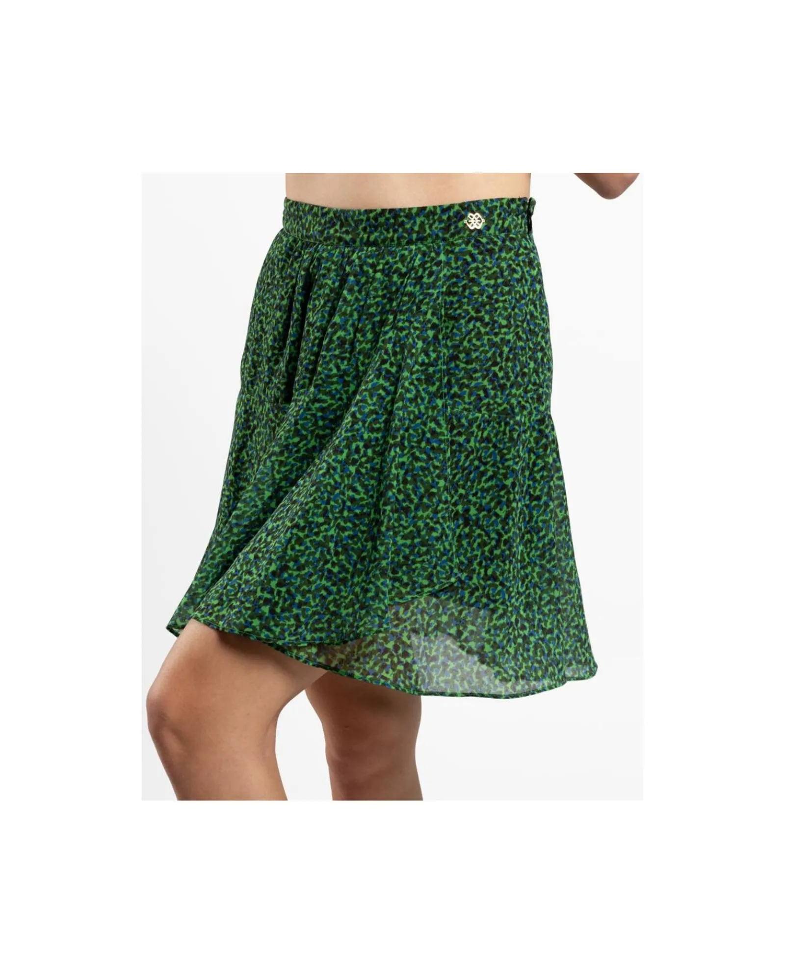 Faldas*Cuplé Falda Volantes Gasa Leopardo Verde