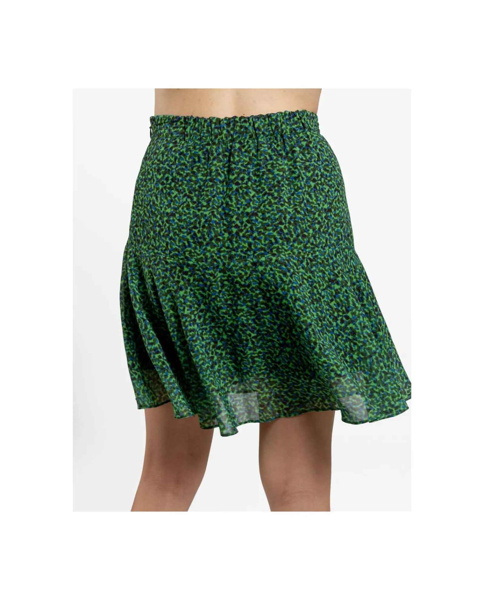 Faldas*Cuplé Falda Volantes Gasa Leopardo Verde