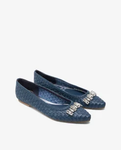 Mocasines Y Bailarinas*Cuplé Francesita Trenzada Adorno Napa Azul