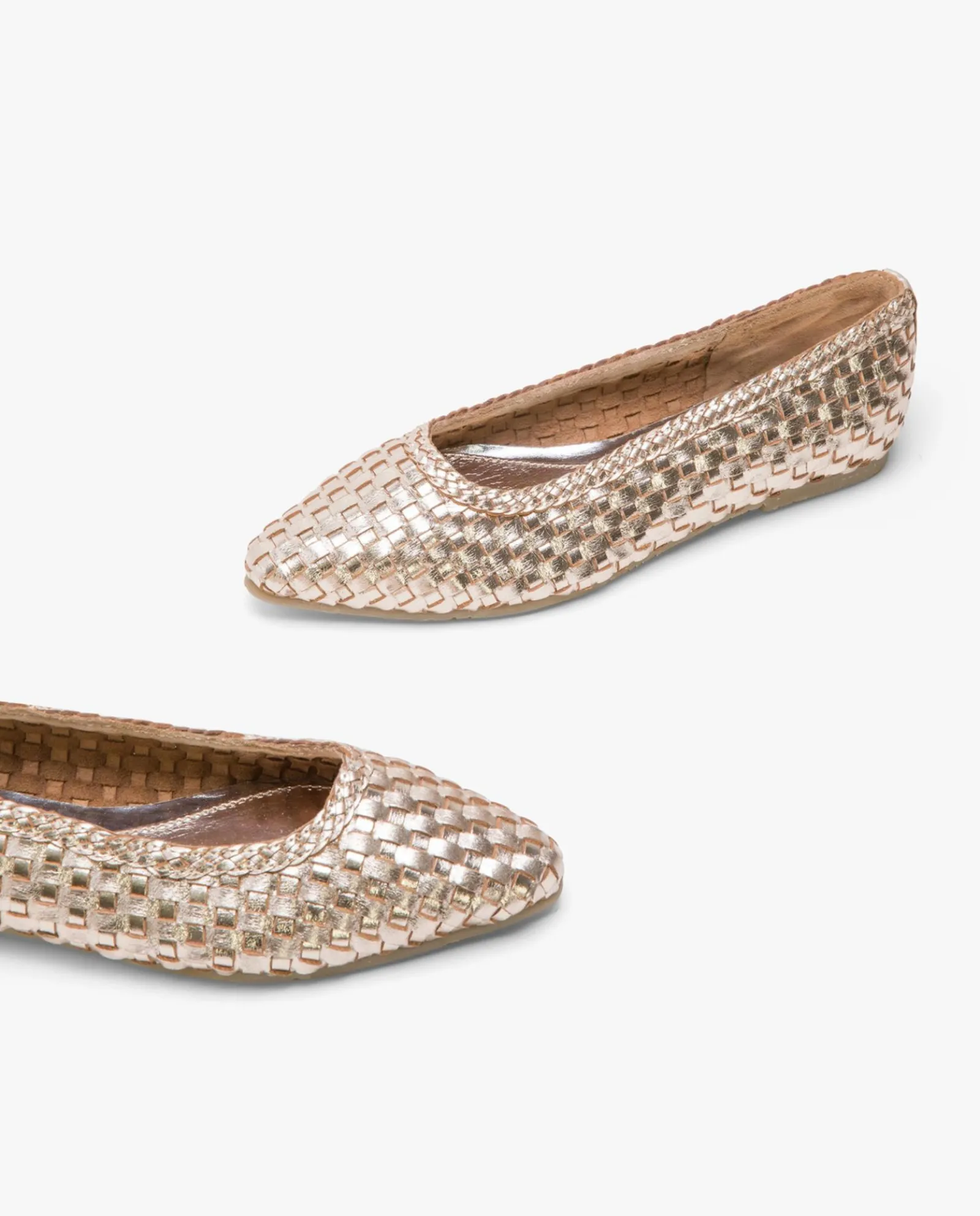 Mocasines Y Bailarinas*Cuplé Francesita Trenzada Napa Oro
