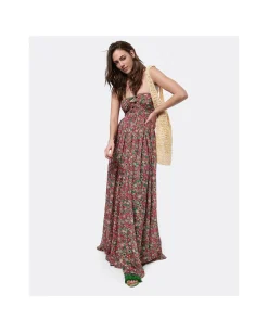 Vestidos*Cuplé Maxi Vestido Aberturas Gasa Estampado Flores Liber