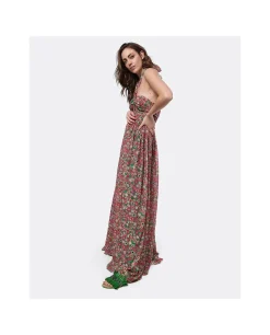 Vestidos*Cuplé Maxi Vestido Aberturas Gasa Estampado Flores Liber