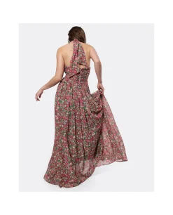 Vestidos*Cuplé Maxi Vestido Aberturas Gasa Estampado Flores Liber