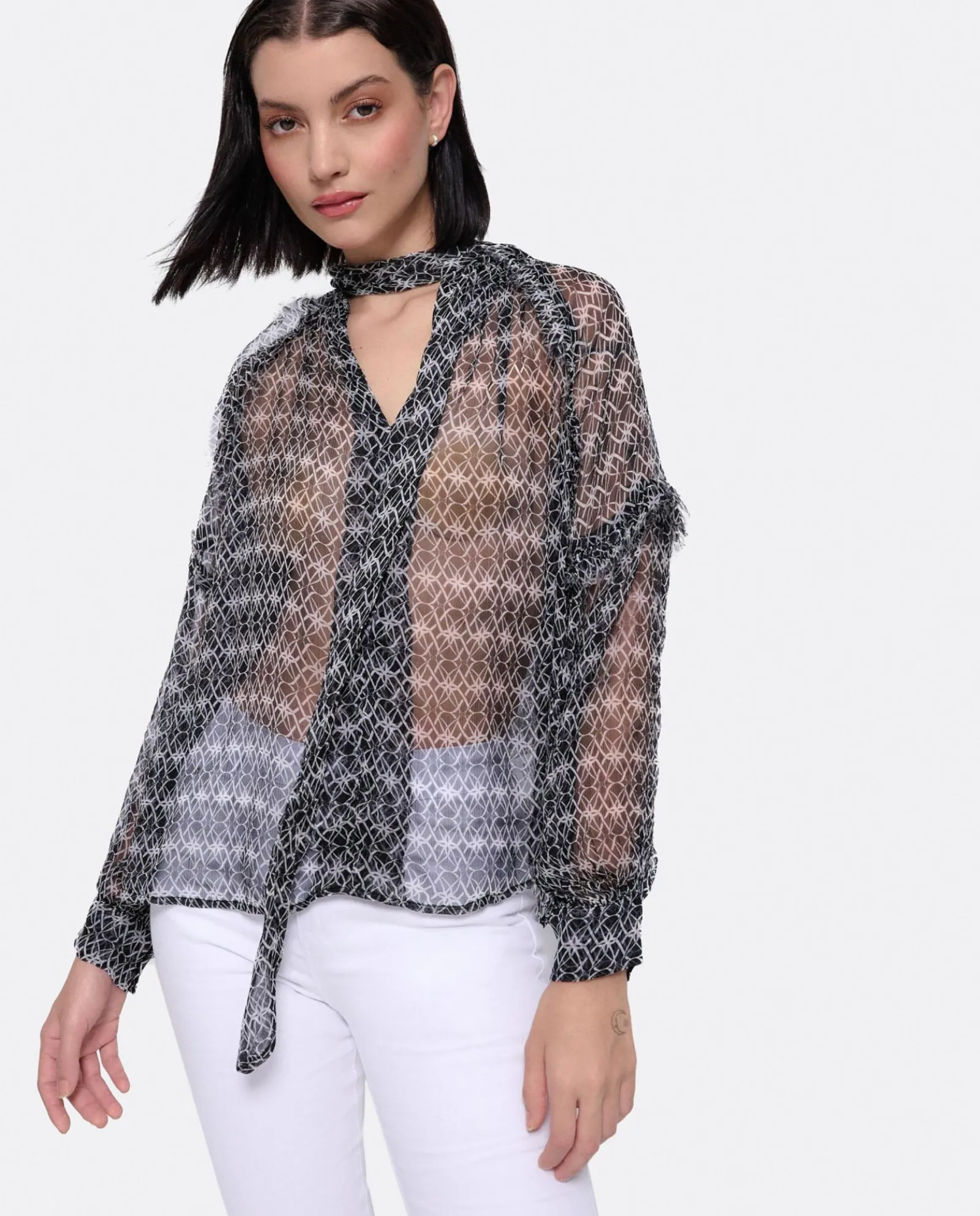 Camisas Y Tops*Cuplé Maxiblusa Romantica Gasa Monogram
