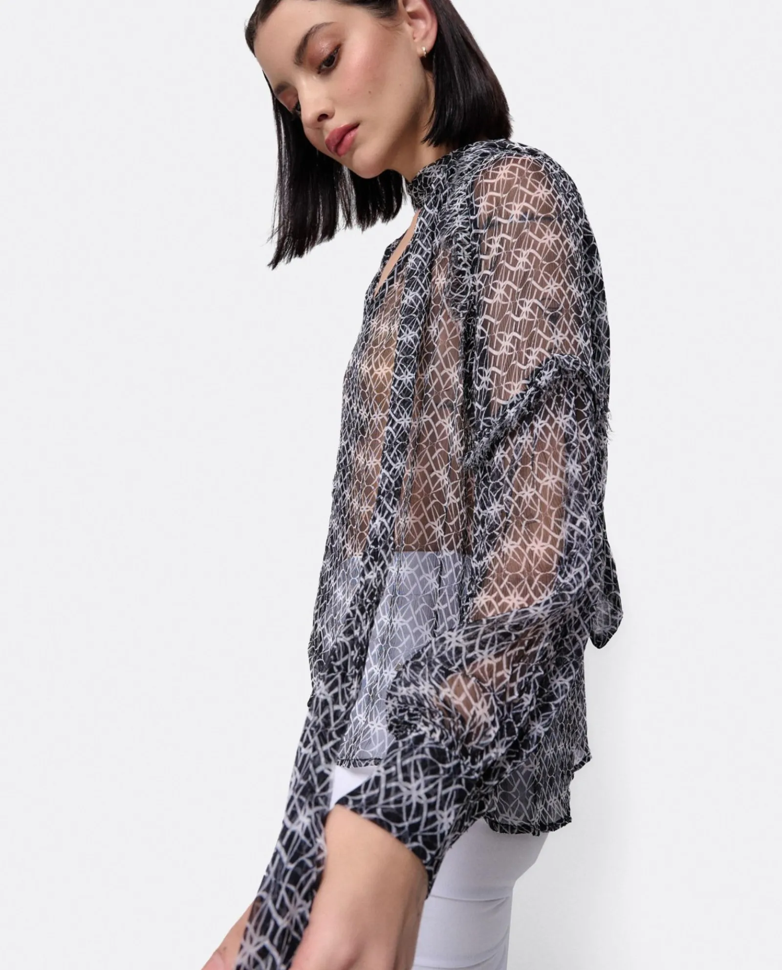 Camisas Y Tops*Cuplé Maxiblusa Romantica Gasa Monogram