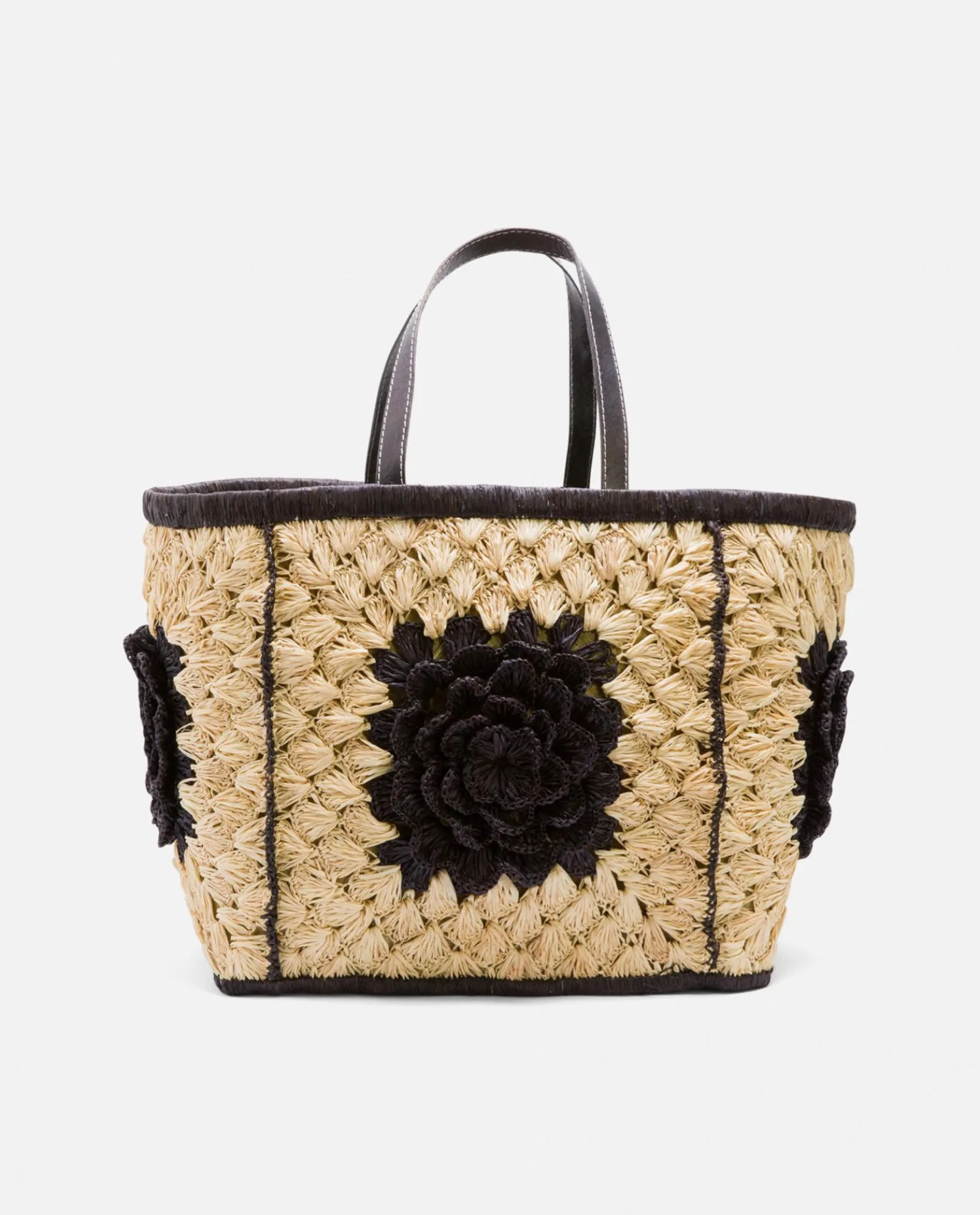 Capazos*Cuplé Maxicapazo Bordado Rafia Negro