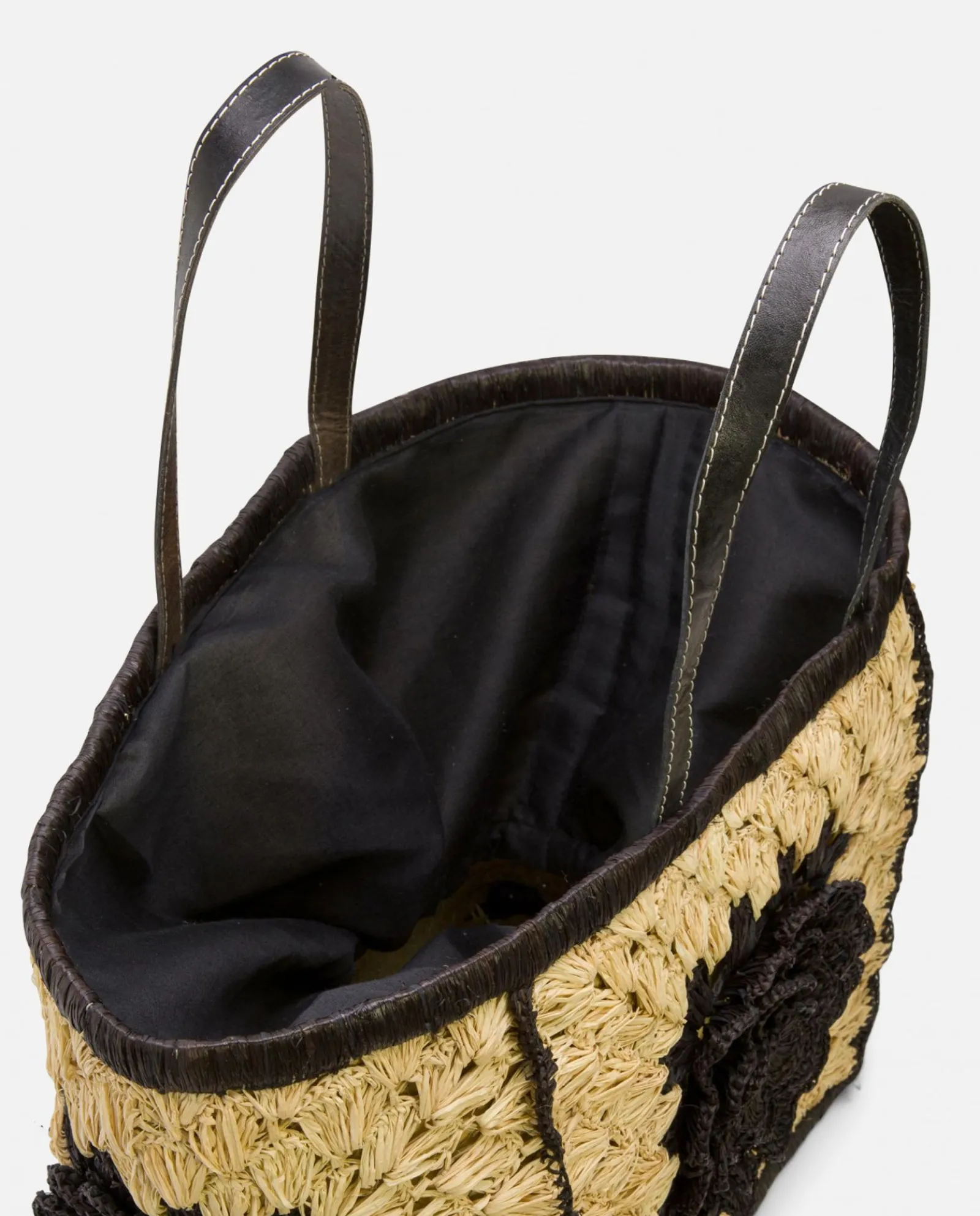 Capazos*Cuplé Maxicapazo Bordado Rafia Negro