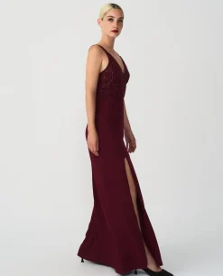 Vestidos*Cuplé Maxivestido Tirantes Gasa Burdeos