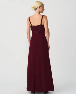Vestidos*Cuplé Maxivestido Tirantes Gasa Burdeos
