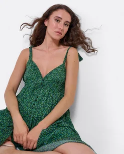 Vestidos*Cuplé Mini Vestido Vuelo Gasa Leopardo Verde