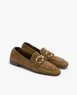 Mocasines Y Bailarinas*Cuplé Mocasin Hebilla Ante Marron