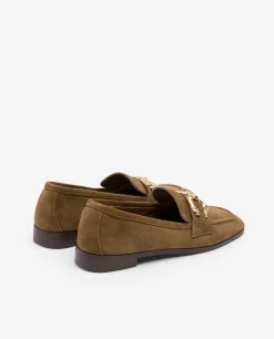 Mocasines Y Bailarinas*Cuplé Mocasin Hebilla Ante Marron