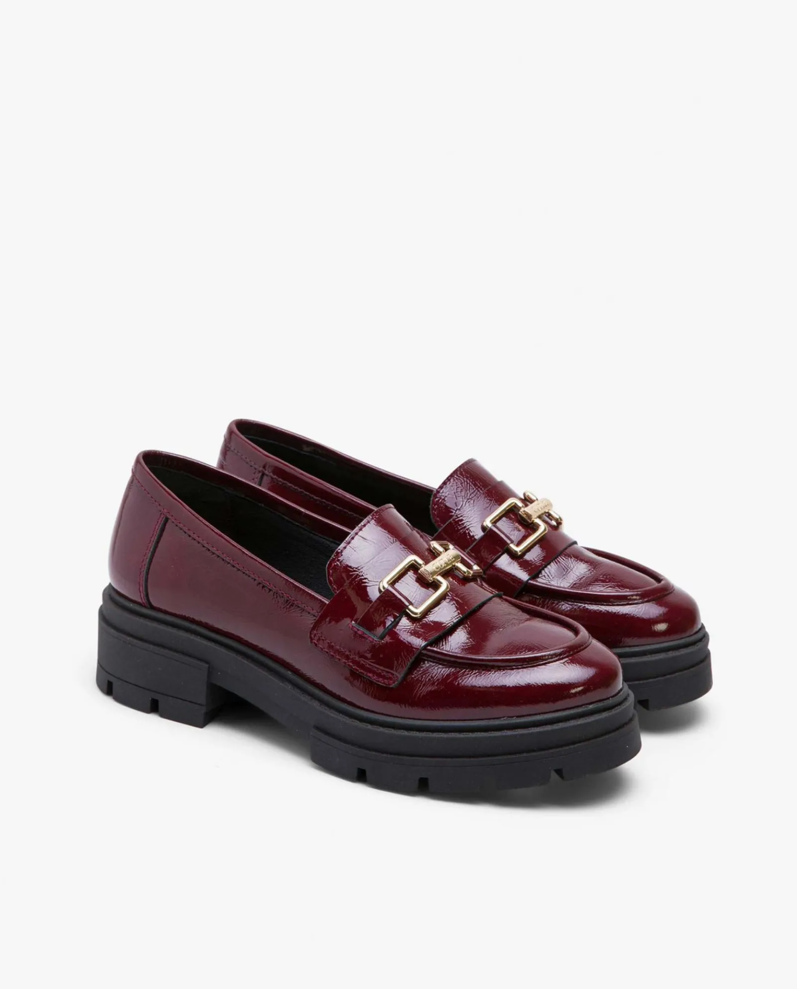 Mocasines Y Bailarinas*Cuplé Mocasin Trabilla Charol Piel Burdeos
