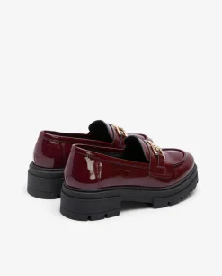 Mocasines Y Bailarinas*Cuplé Mocasin Trabilla Charol Piel Burdeos