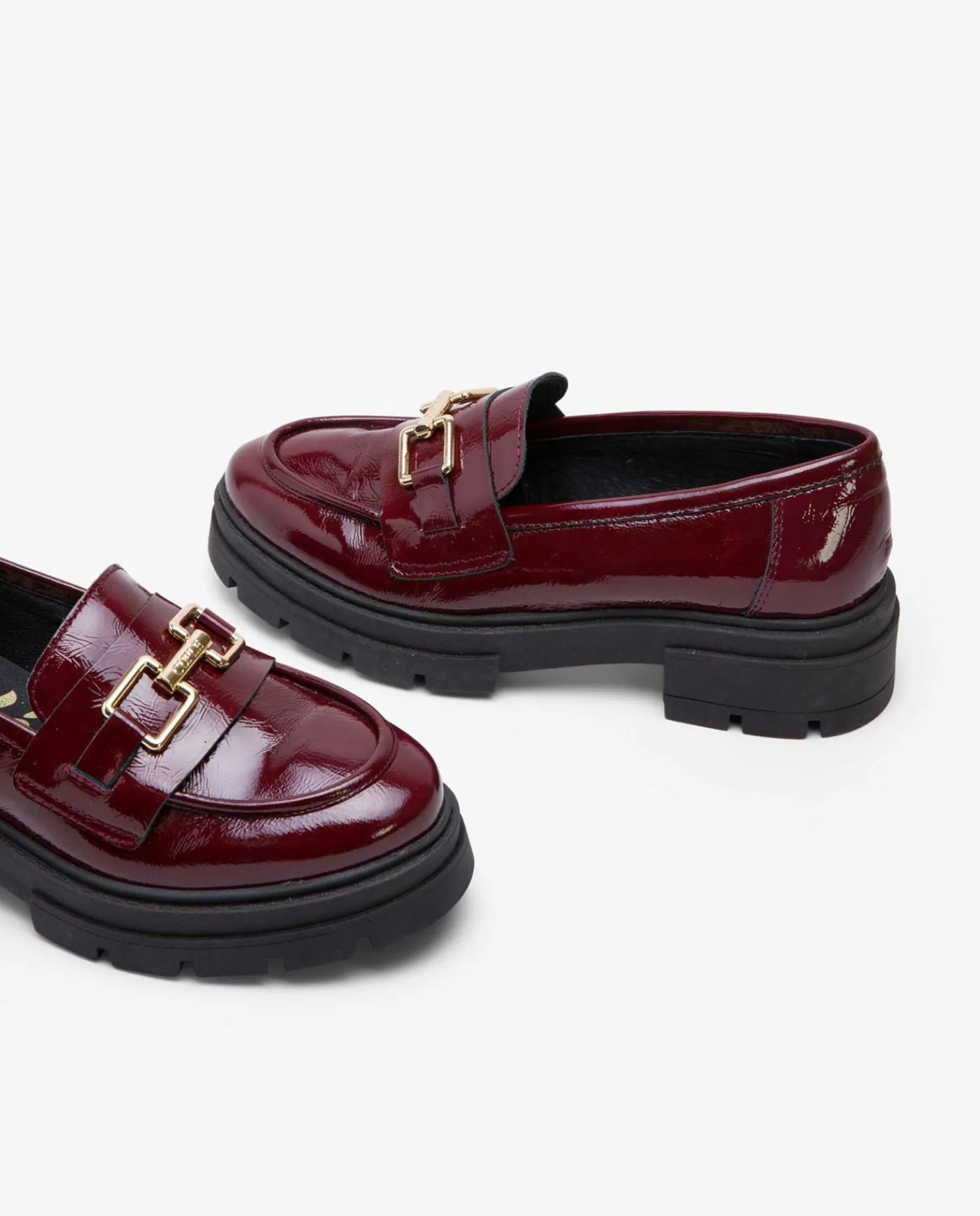 Mocasines Y Bailarinas*Cuplé Mocasin Trabilla Charol Piel Burdeos