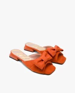 Sandalias Planas*Cuplé Pala Acolchada Ultrasuede Naranja