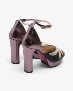 Sandalias*Cuplé Pala Talon Peep Toe Lame Metalizado Bronce