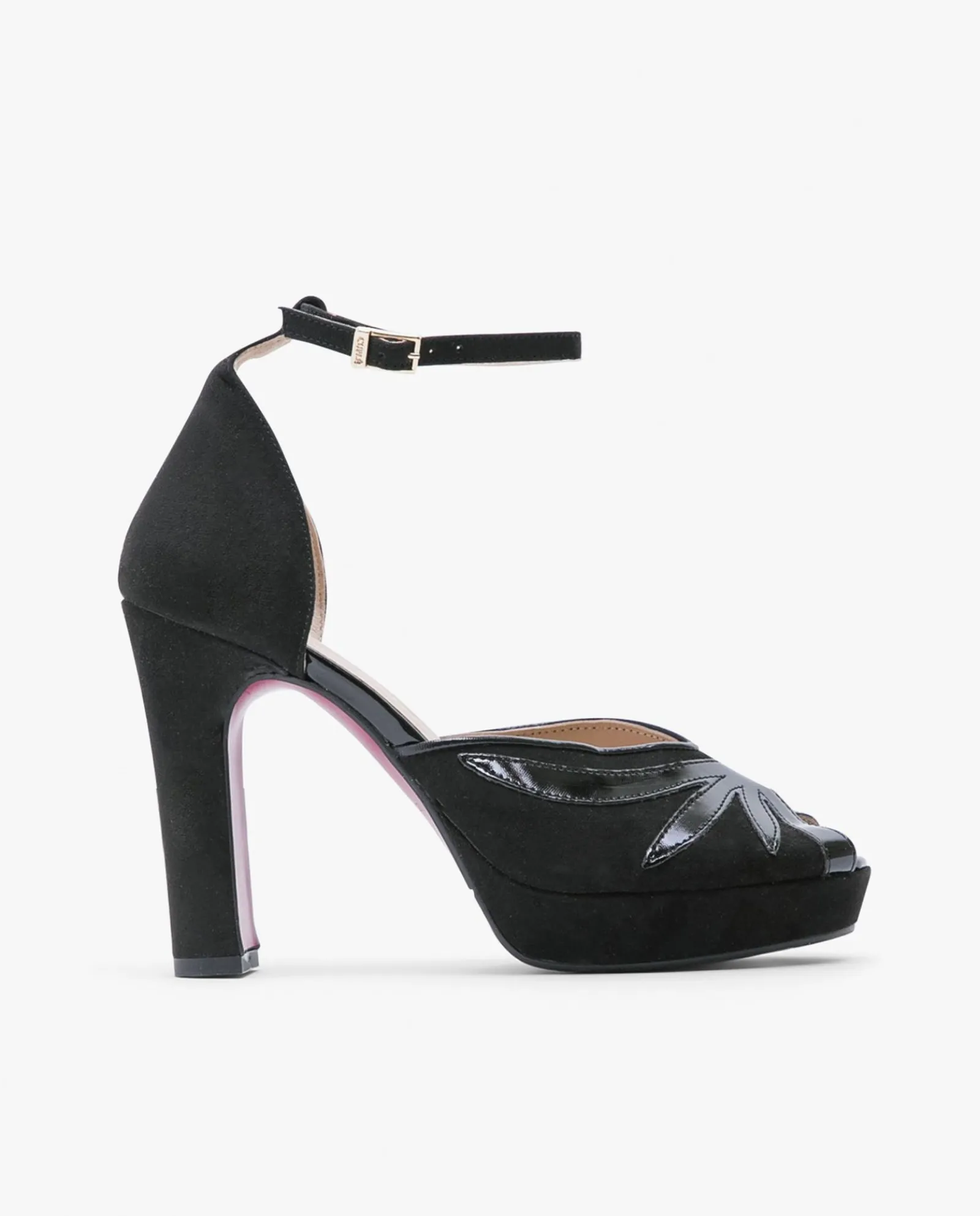 Sandalias*Cuplé Pala Talon Peep Toe Ultrasuede Negro