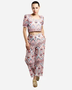 Pantalones*Cuplé Pantalon Bordado Algodon Multicolor