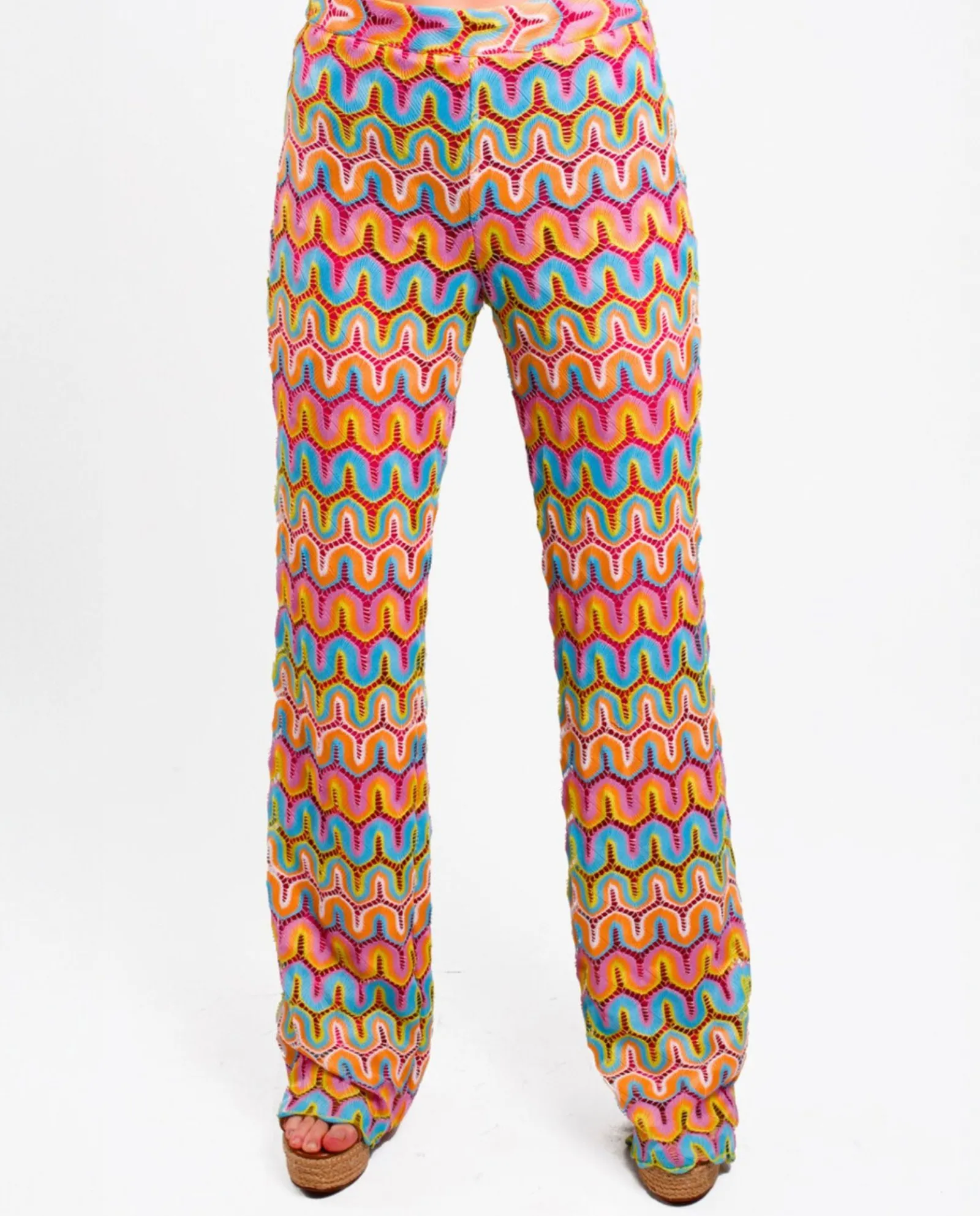 Pantalones*Cuplé Pantalon Campana Crochet Multicolor