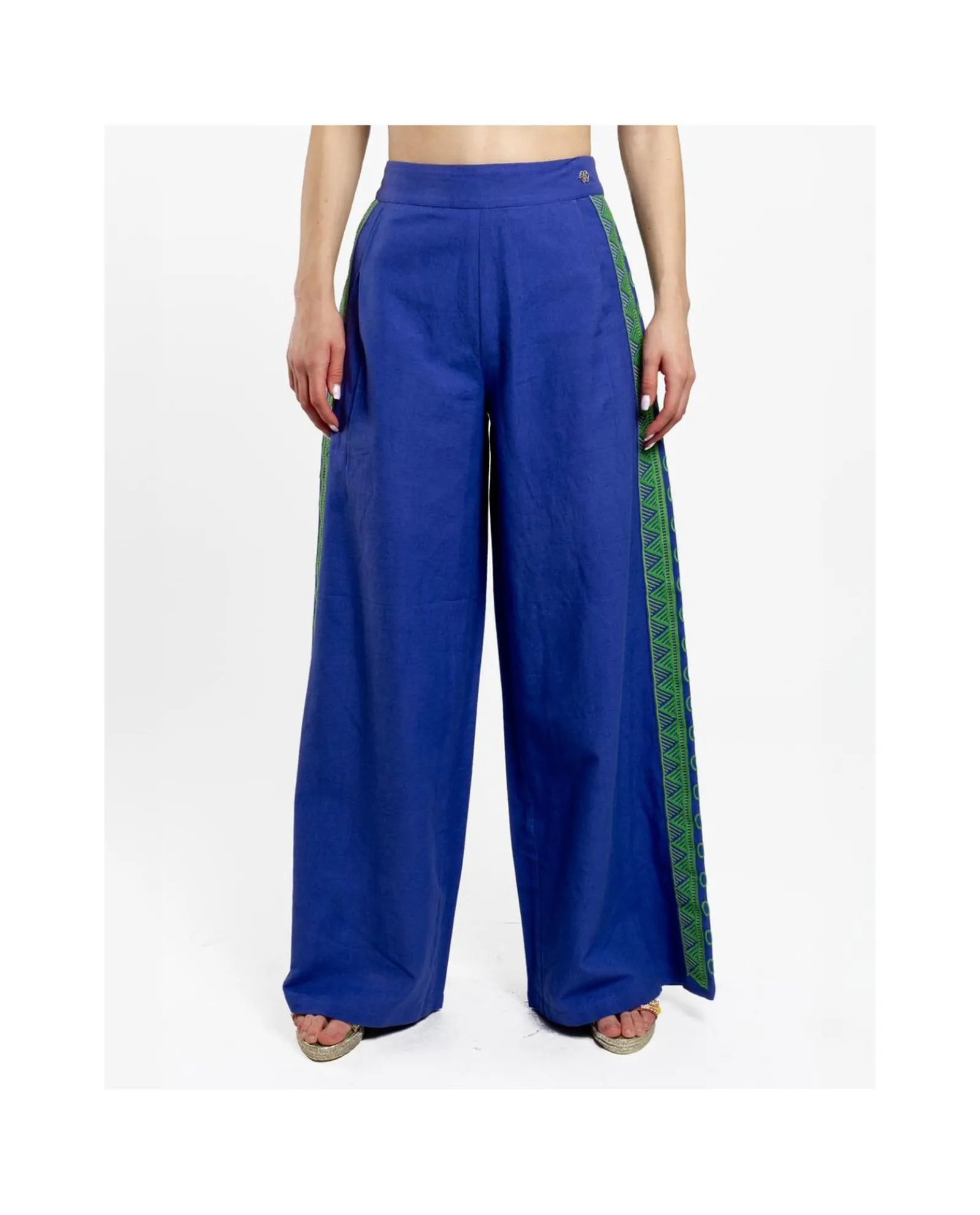 Pantalones*Cuplé Pantalon Palazzo Algodon Azul